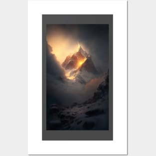 Digital Art - Annapurna mountain range during golden hour Posters and Art